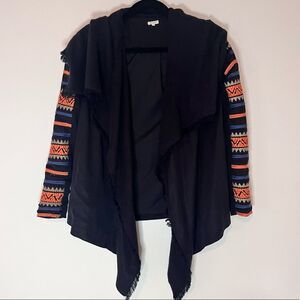 Rip Curl Black Waterfall Jacket With Peach Blue And Tan Embroidered Arms Size XS